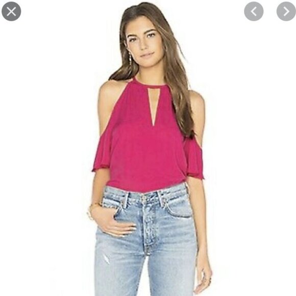 Amanda Uprichard Celia Cold-Shoulder Keyhole Top - Picture 1 of 7